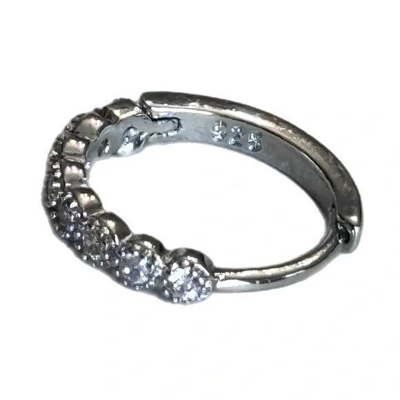 Sterling Silver Cubic Zirconia Hoop Huggie Earrings - Picture 2 of 4